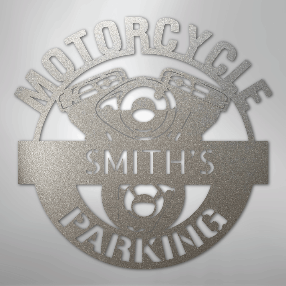 Motorcycle Parking Monogram - Steel Sign