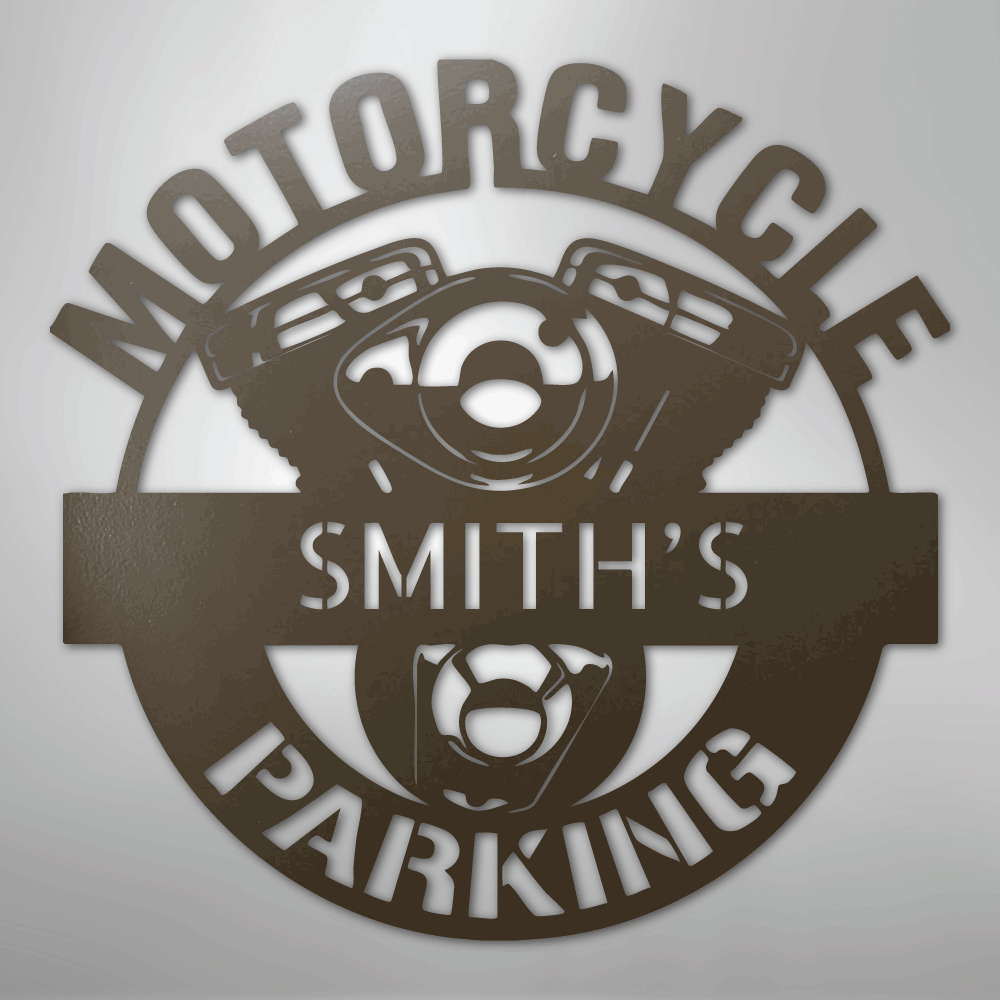 Motorcycle Parking Monogram - Steel Sign
