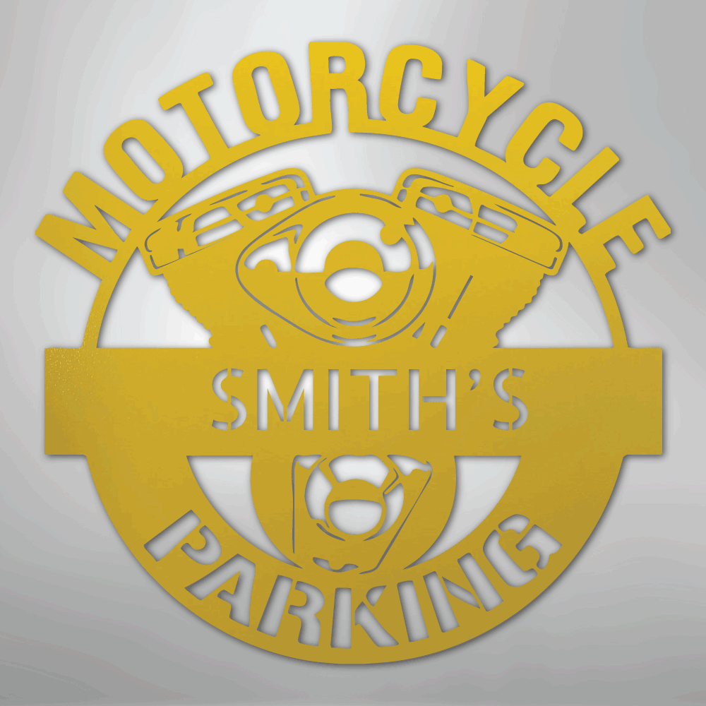 Motorcycle Parking Monogram - Steel Sign
