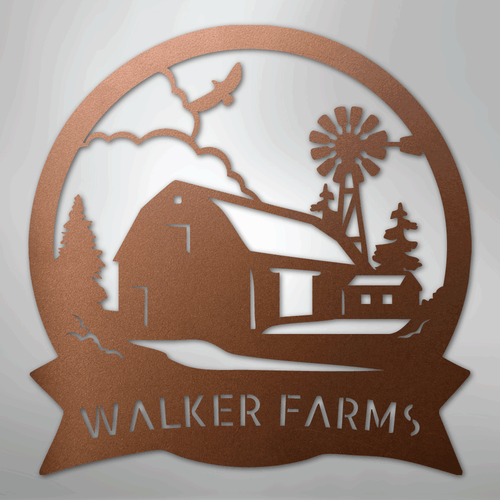 Barn House Monogram - Steel Sign