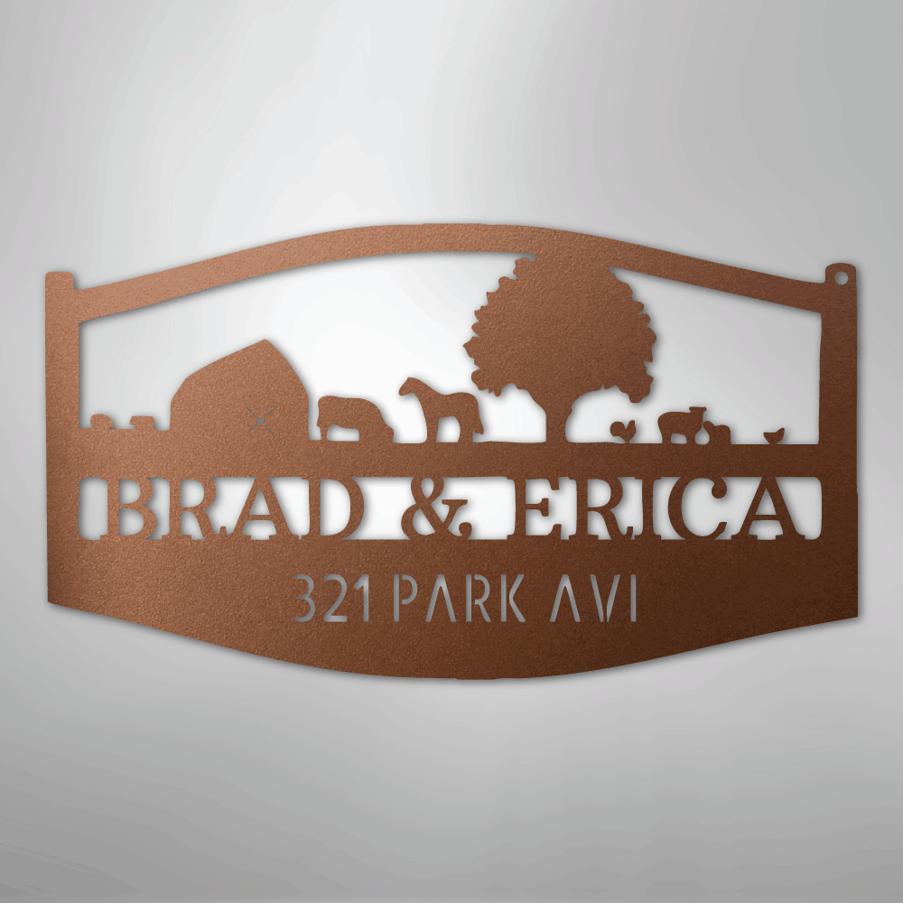 Farm Scene Monogram - Steel Sign