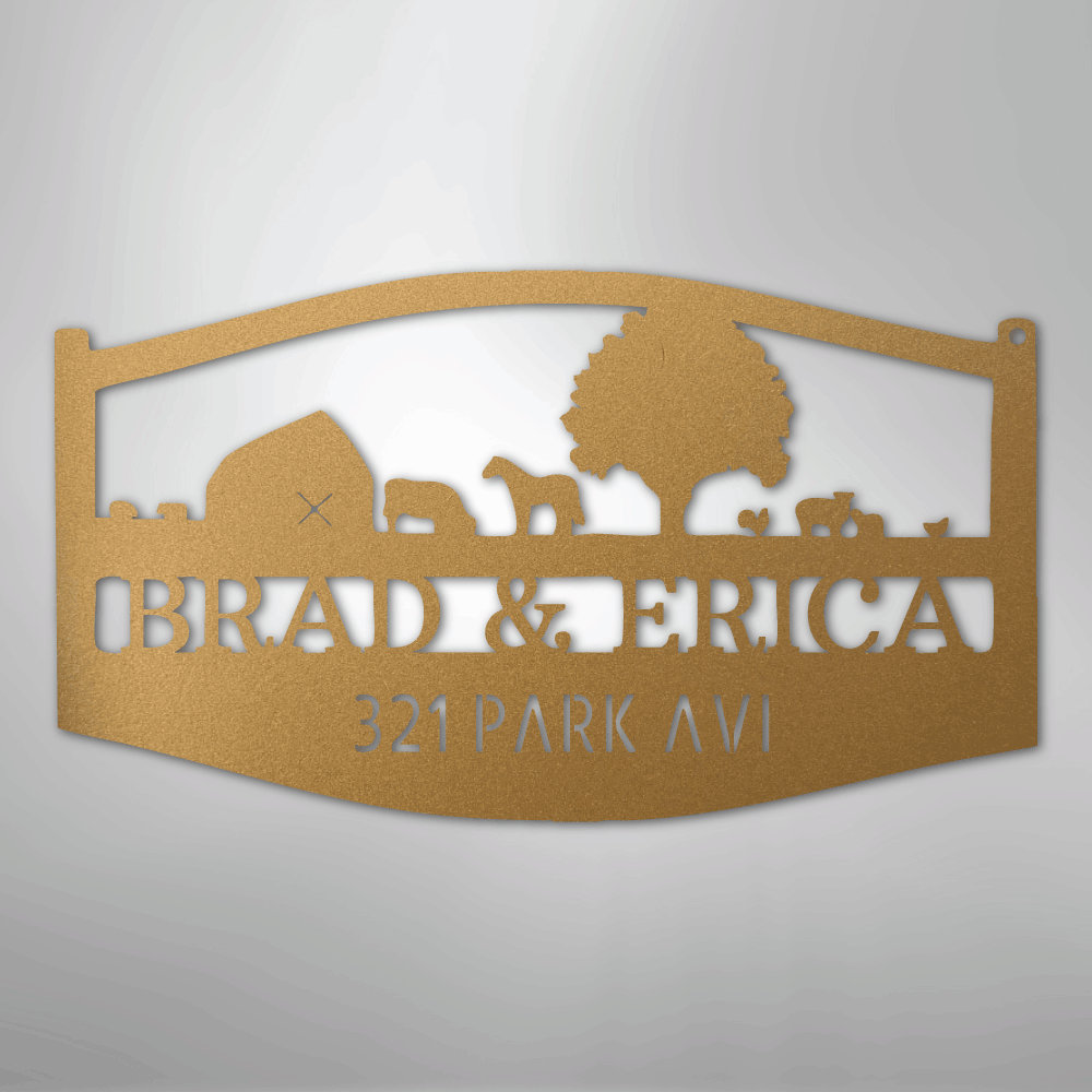 Farm Scene Monogram - Steel Sign