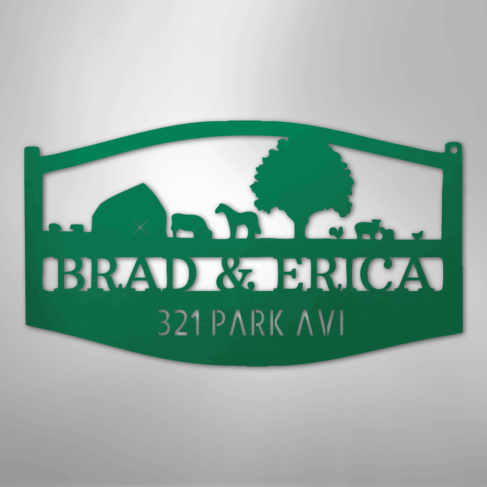 Farm Scene Monogram - Steel Sign
