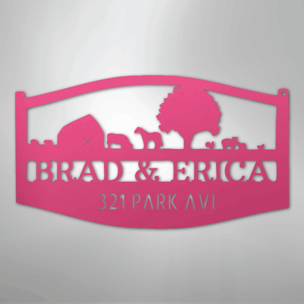 Farm Scene Monogram - Steel Sign