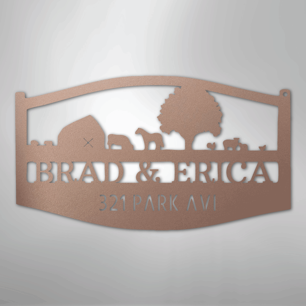 Farm Scene Monogram - Steel Sign