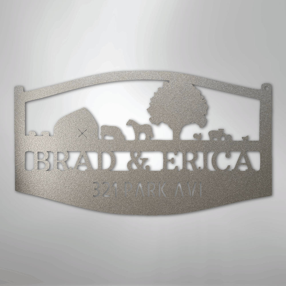 Farm Scene Monogram - Steel Sign