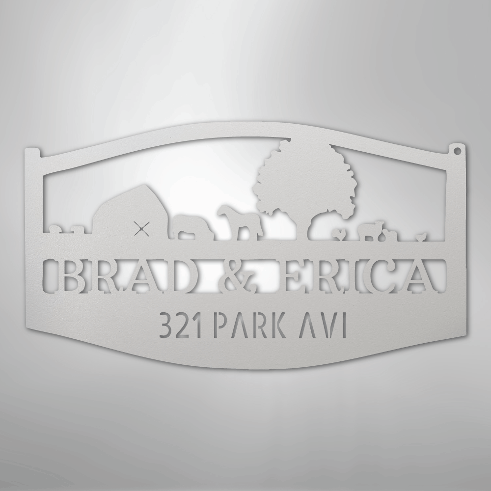Farm Scene Monogram - Steel Sign