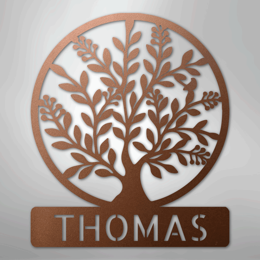 Simple Tree Monogram - Steel Sign