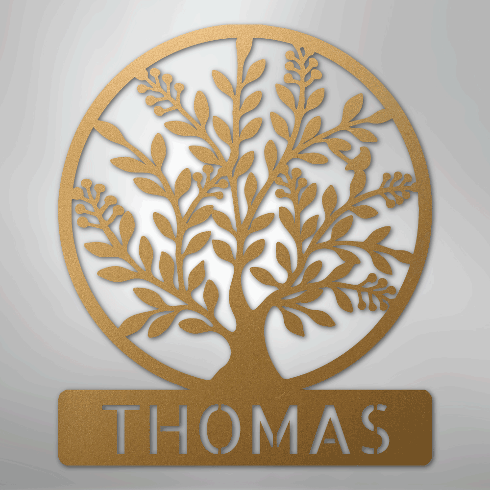 Simple Tree Monogram - Steel Sign