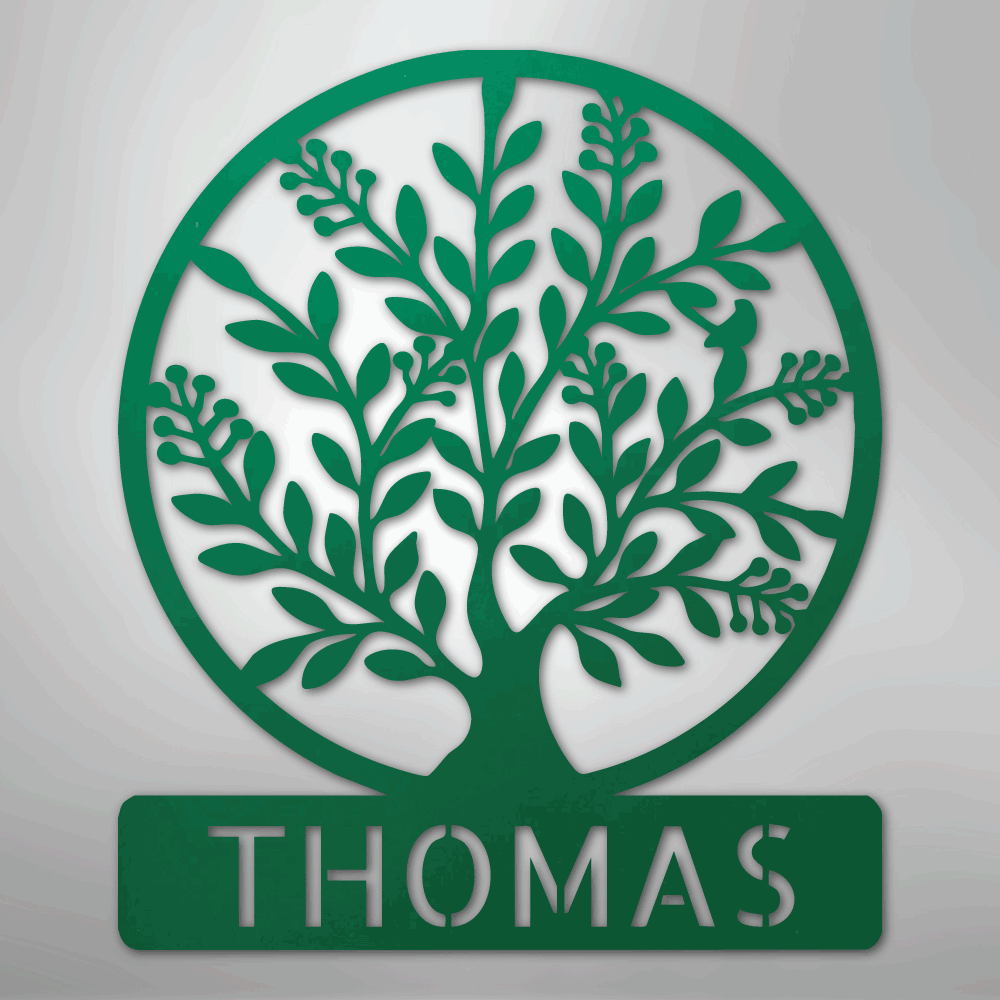 Simple Tree Monogram - Steel Sign
