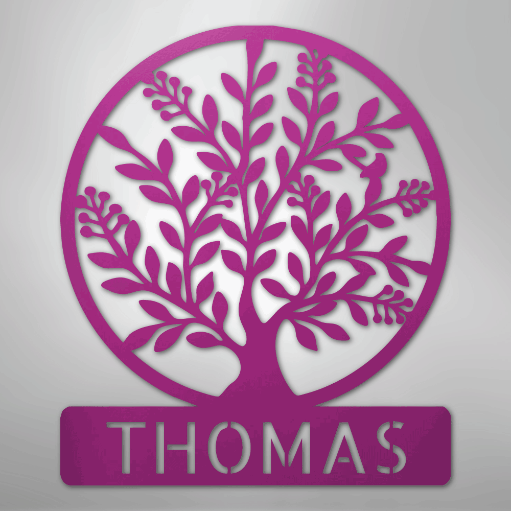 Simple Tree Monogram - Steel Sign