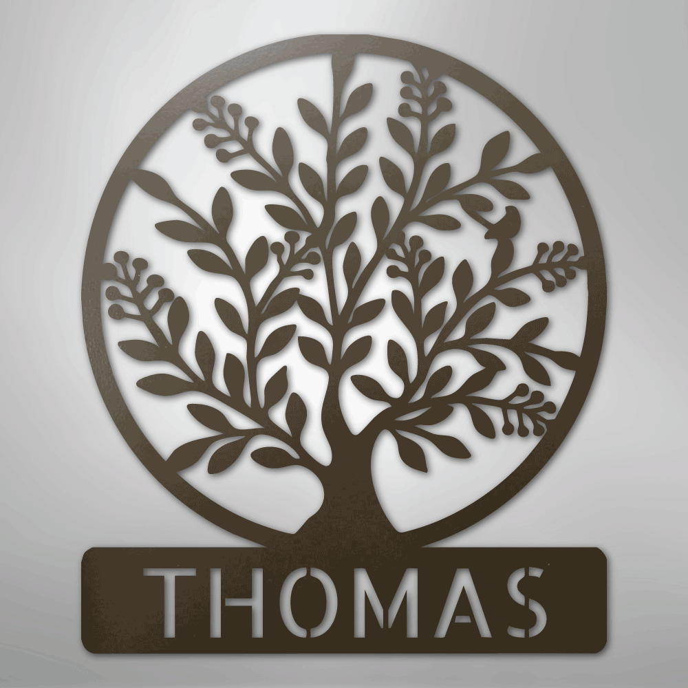 Simple Tree Monogram - Steel Sign
