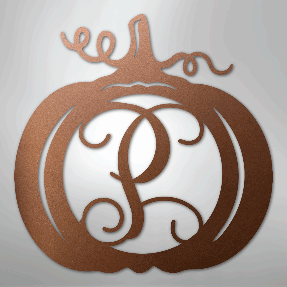 Pumpkin Initial Monogram - Steel Sign