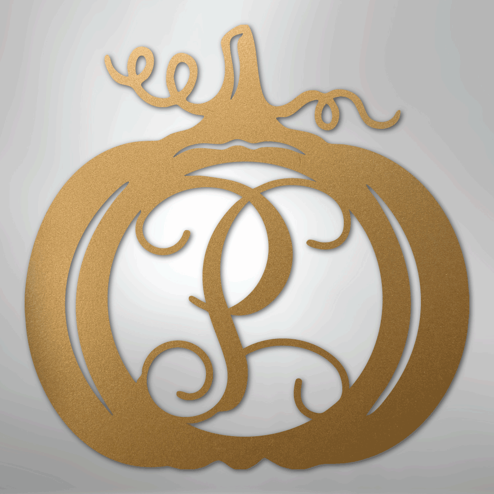 Pumpkin Initial Monogram - Steel Sign