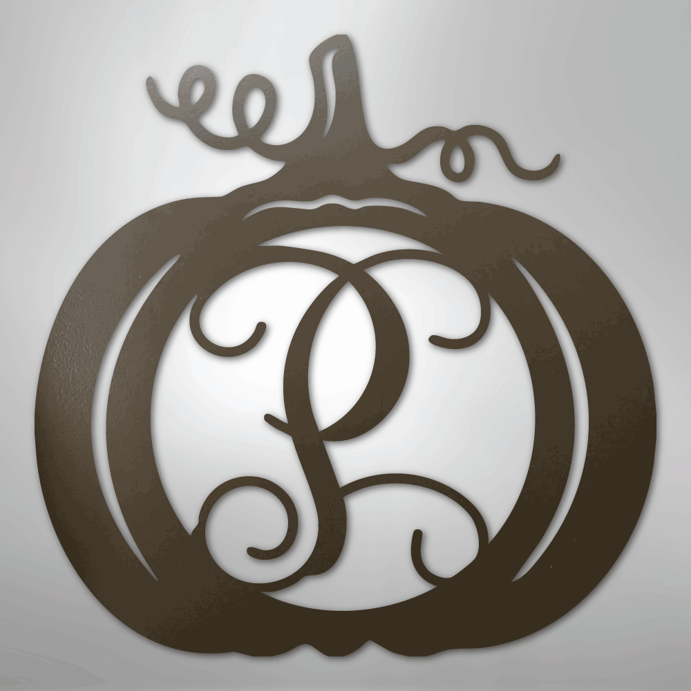 Pumpkin Initial Monogram - Steel Sign