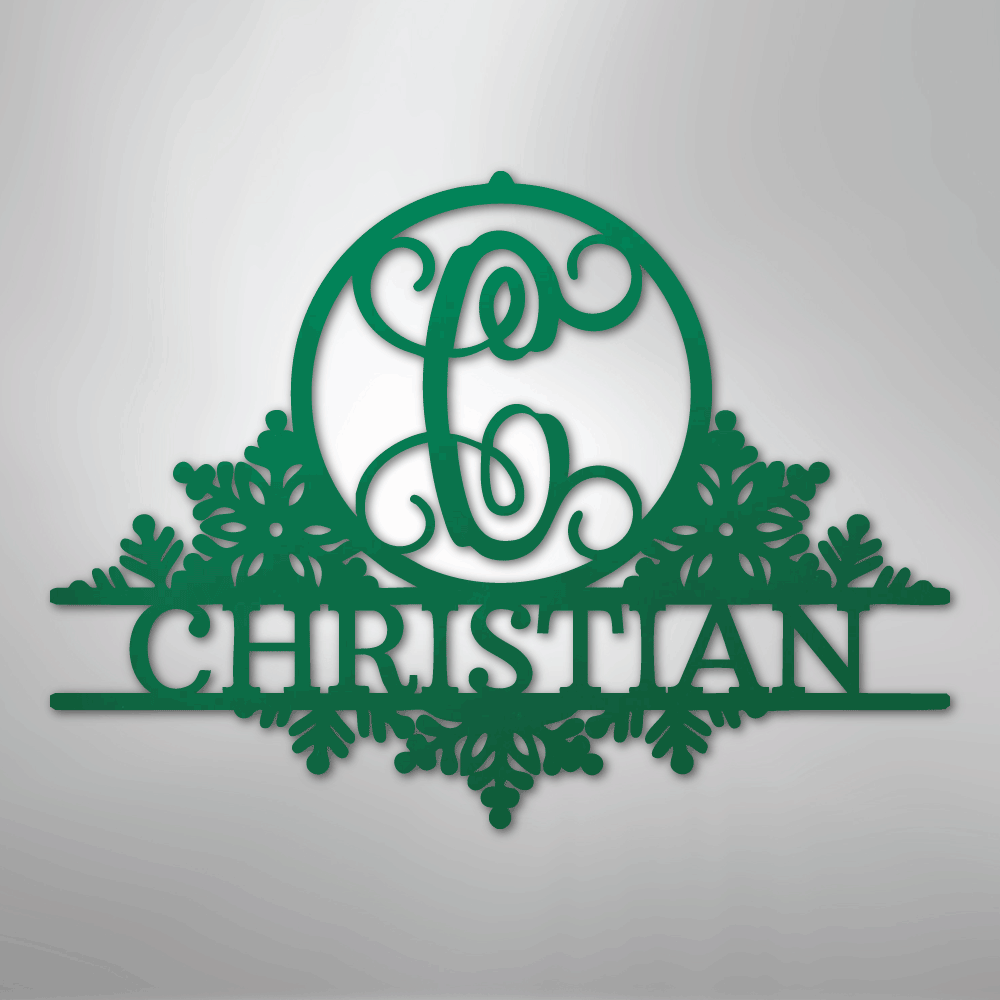 Snowfall Initial Monogram - Steel Sign