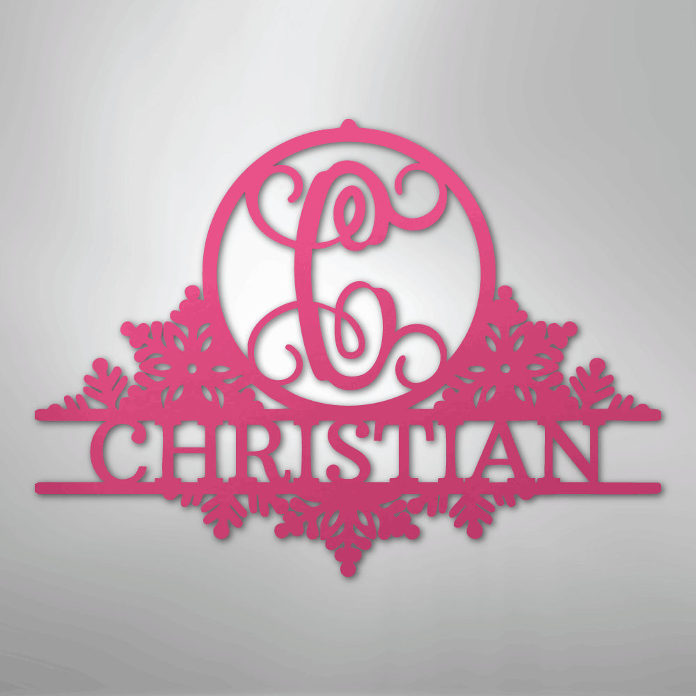 Snowfall Initial Monogram - Steel Sign