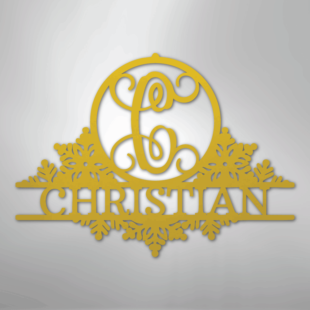 Snowfall Initial Monogram - Steel Sign