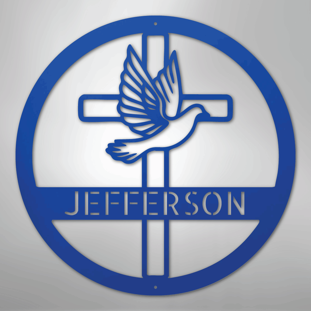 Dove and Cross Monogram - Steel Sign