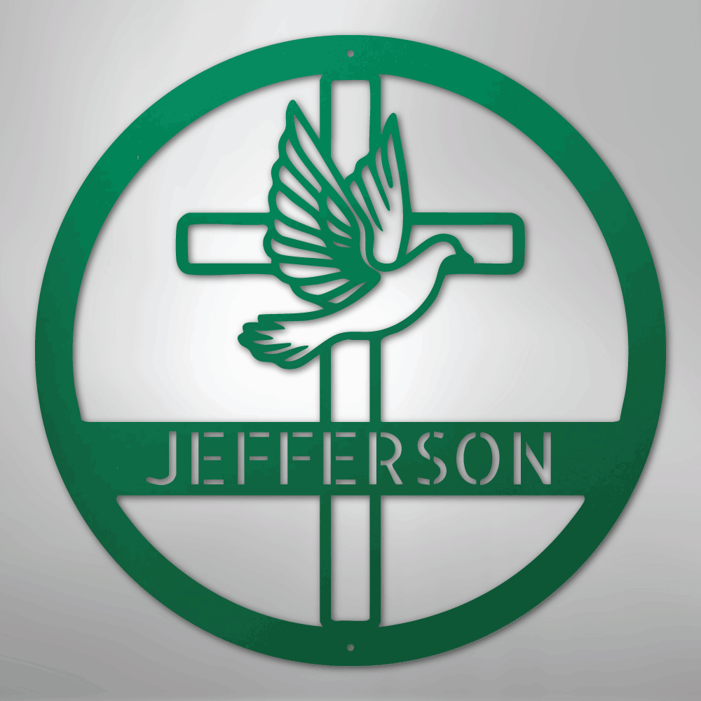 Dove and Cross Monogram - Steel Sign