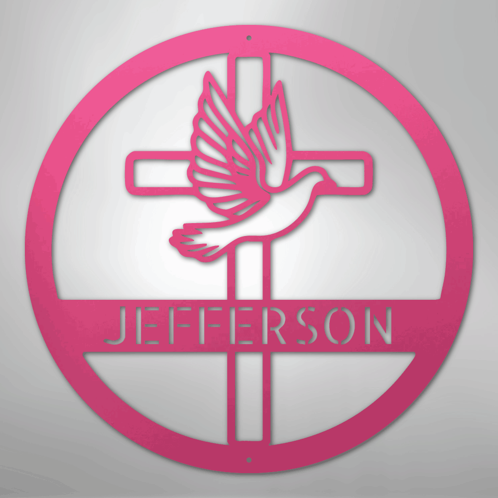 Dove and Cross Monogram - Steel Sign