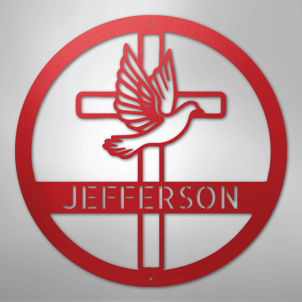 Dove and Cross Monogram - Steel Sign