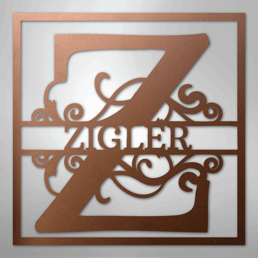 Split Square Monogram - Steel Sign