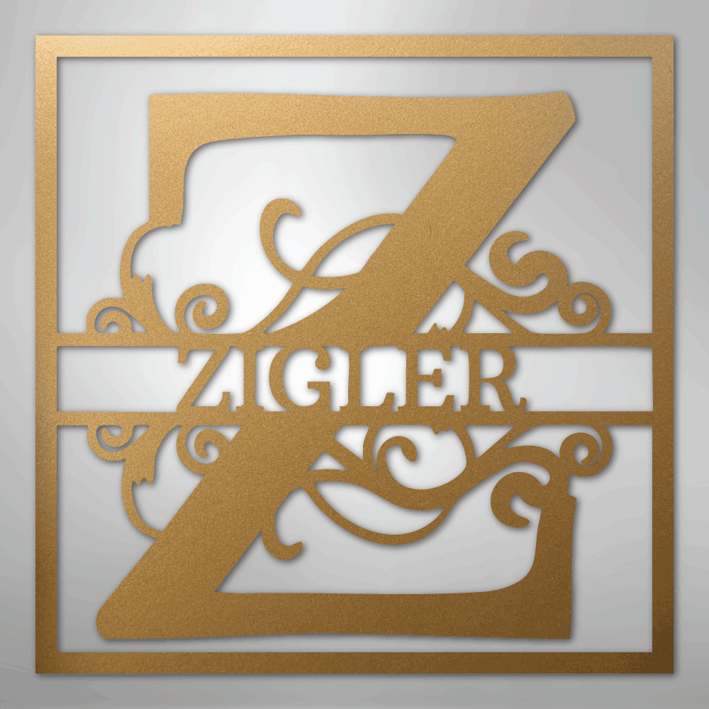 Split Square Monogram - Steel Sign