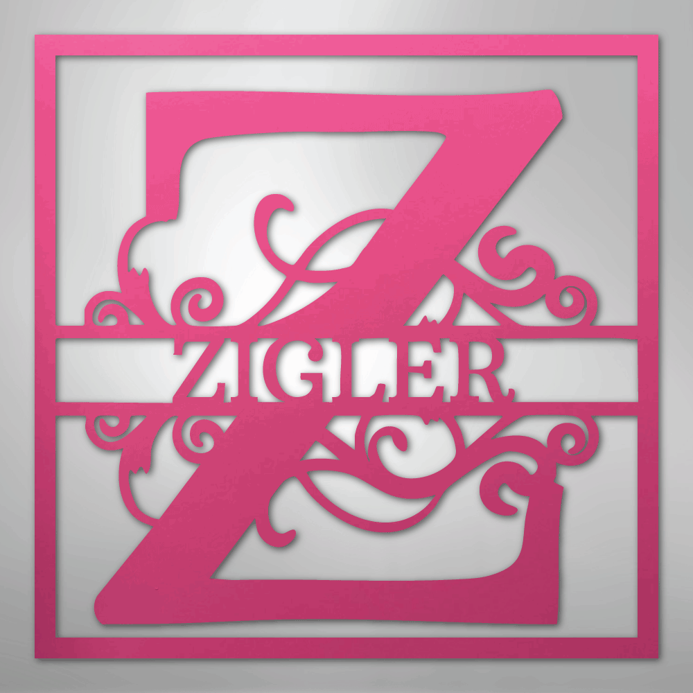 Split Square Monogram - Steel Sign