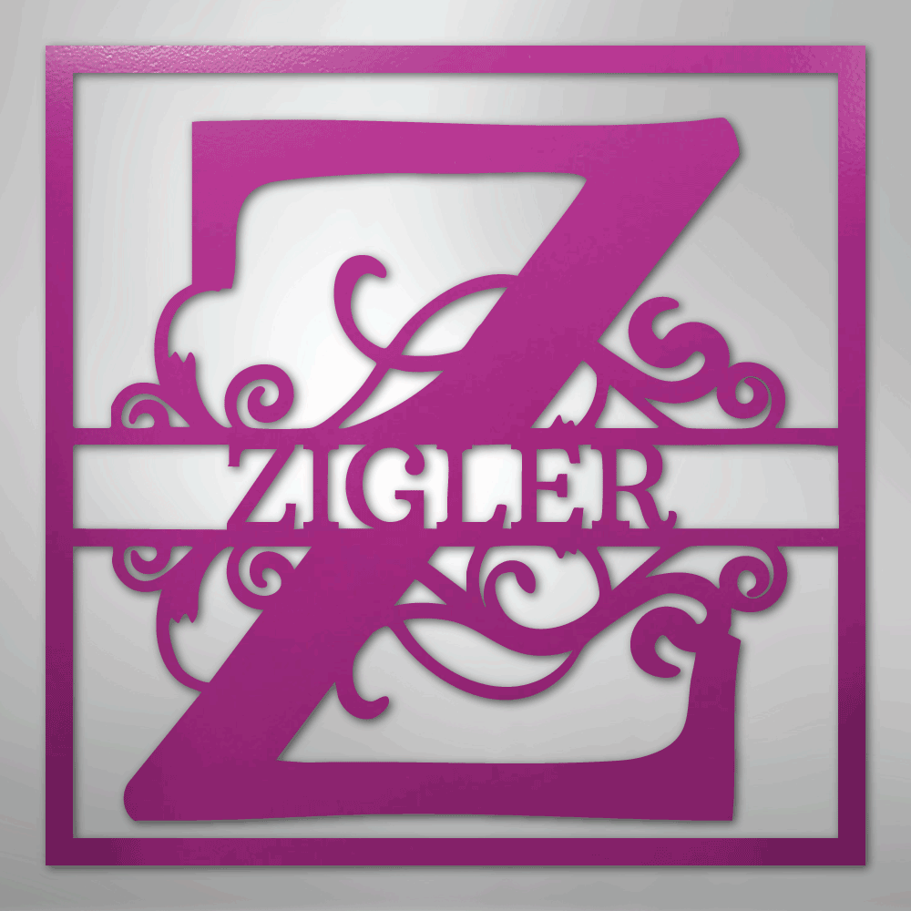 Split Square Monogram - Steel Sign