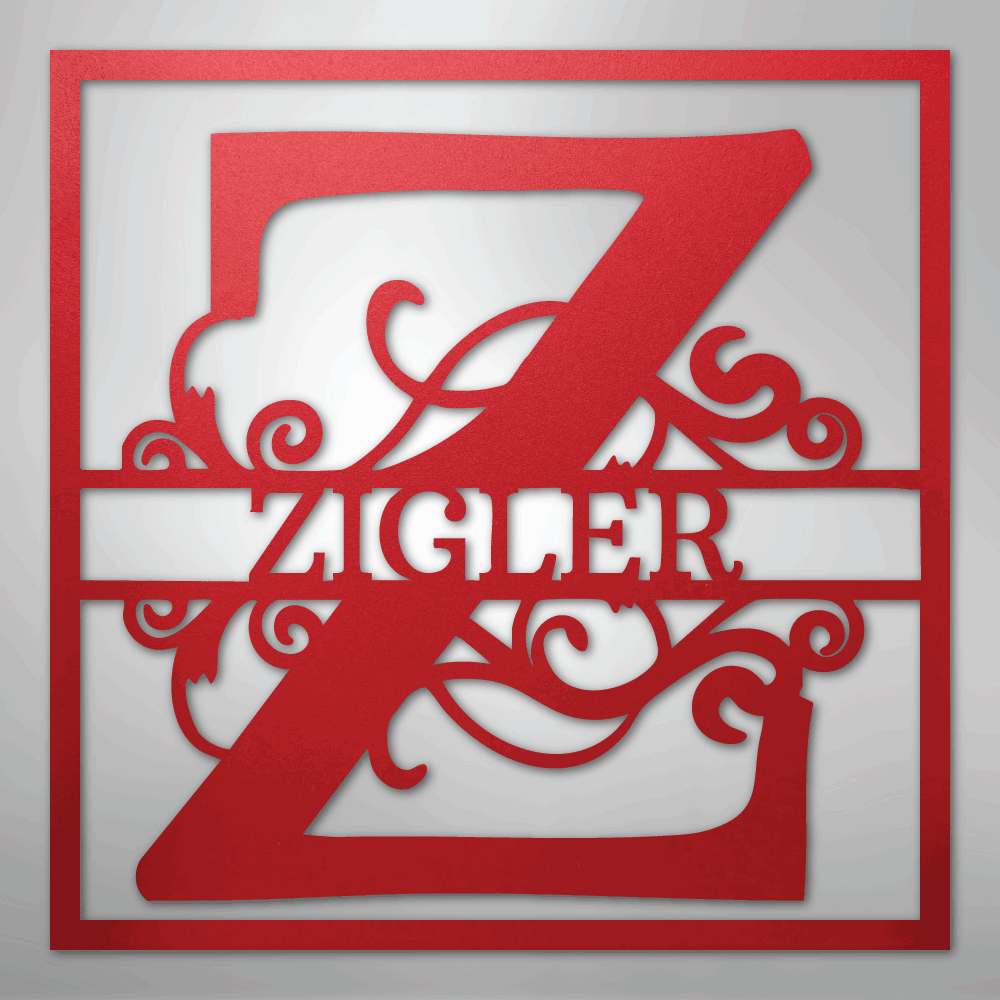 Split Square Monogram - Steel Sign