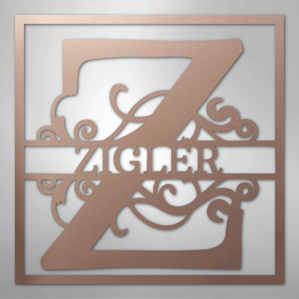 Split Square Monogram - Steel Sign
