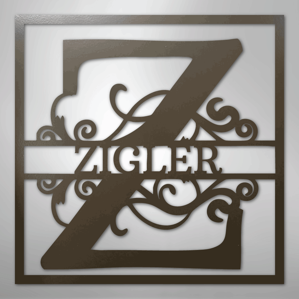 Split Square Monogram - Steel Sign