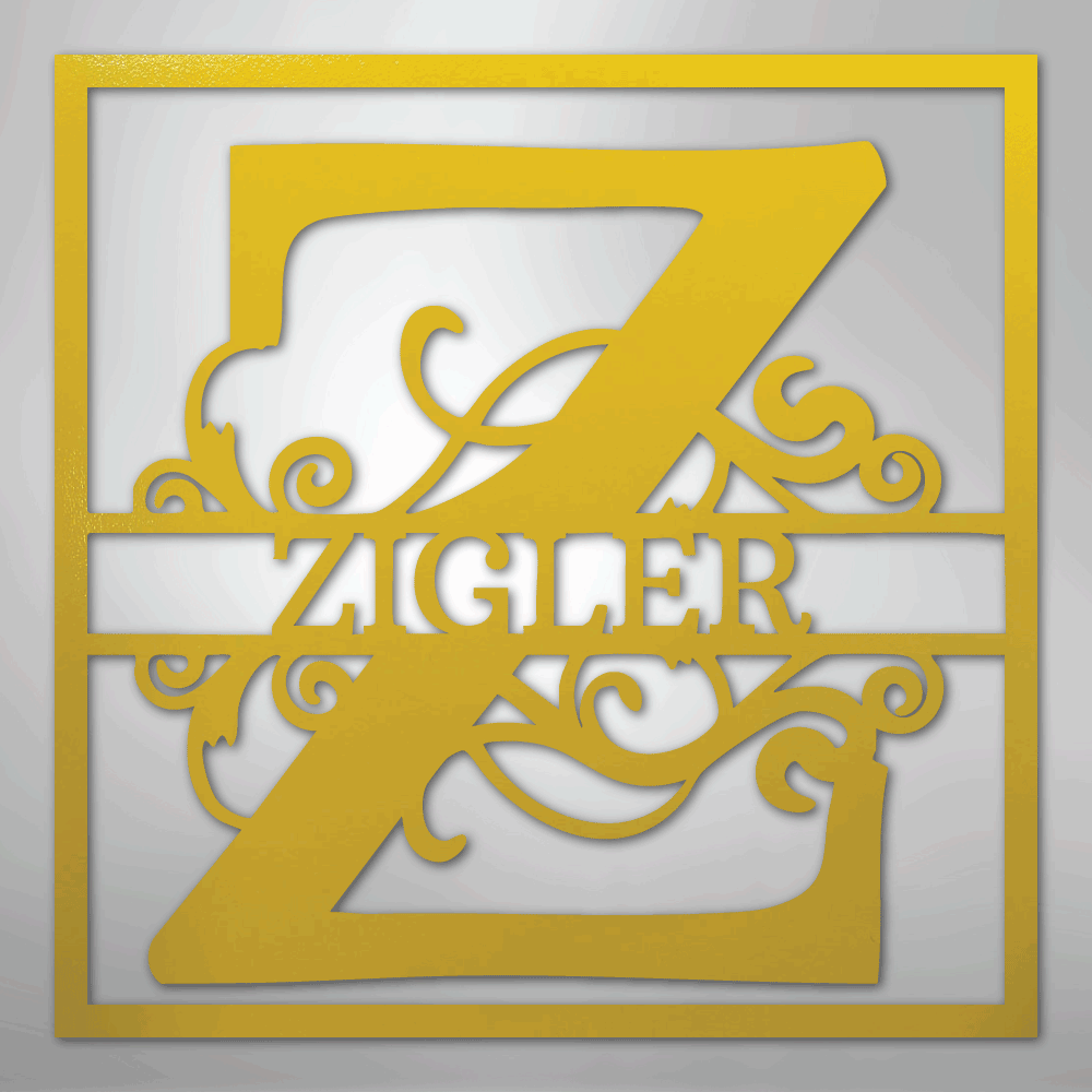 Split Square Monogram - Steel Sign