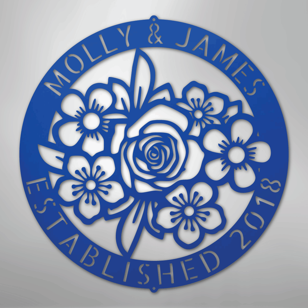 Floral Ring Monogram - Steel Sign