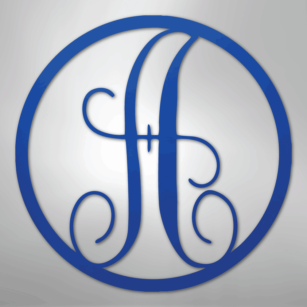 Fancy Initial Circle Monogram - Steel sign