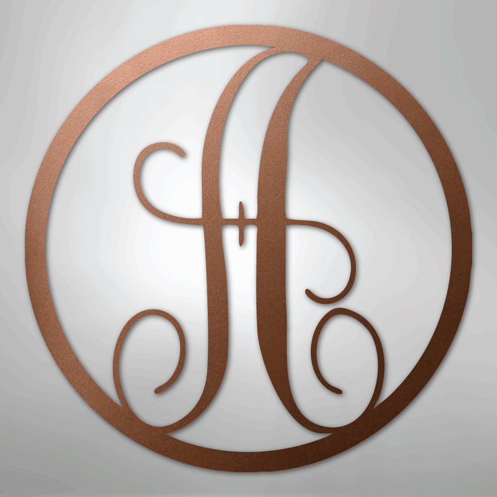 Fancy Initial Circle Monogram - Steel sign