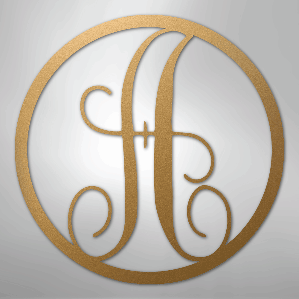 Fancy Initial Circle Monogram - Steel sign