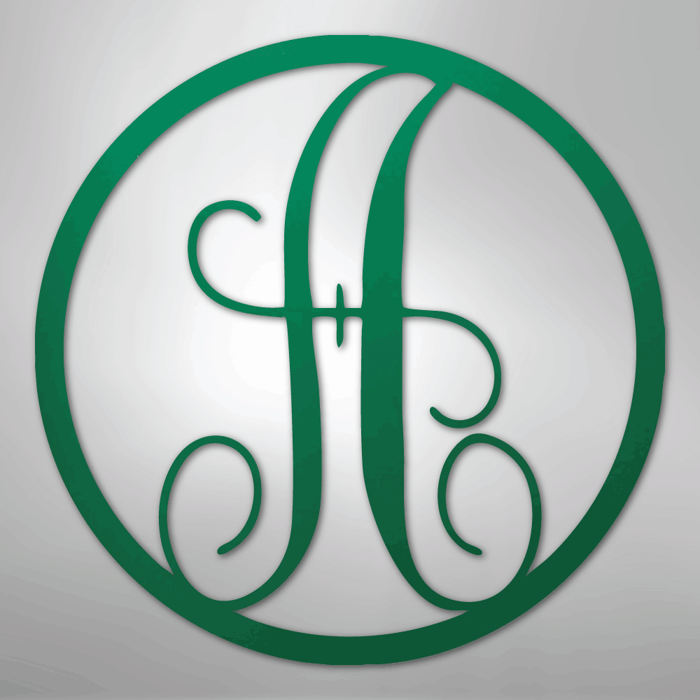 Fancy Initial Circle Monogram - Steel sign