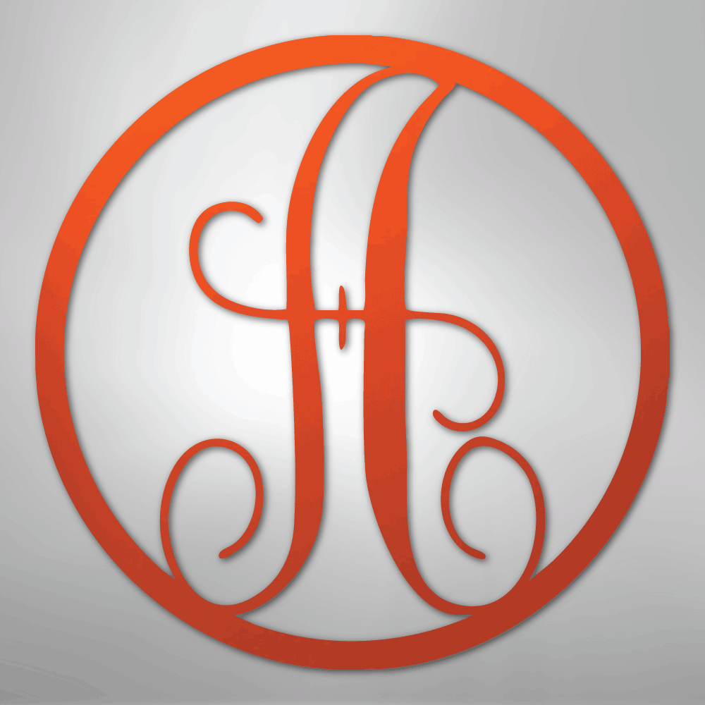 Fancy Initial Circle Monogram - Steel sign