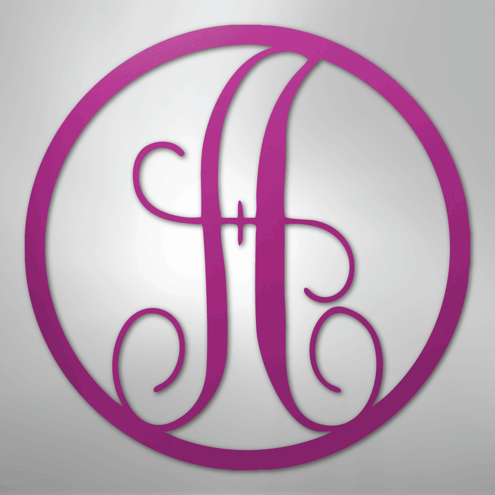 Fancy Initial Circle Monogram - Steel sign