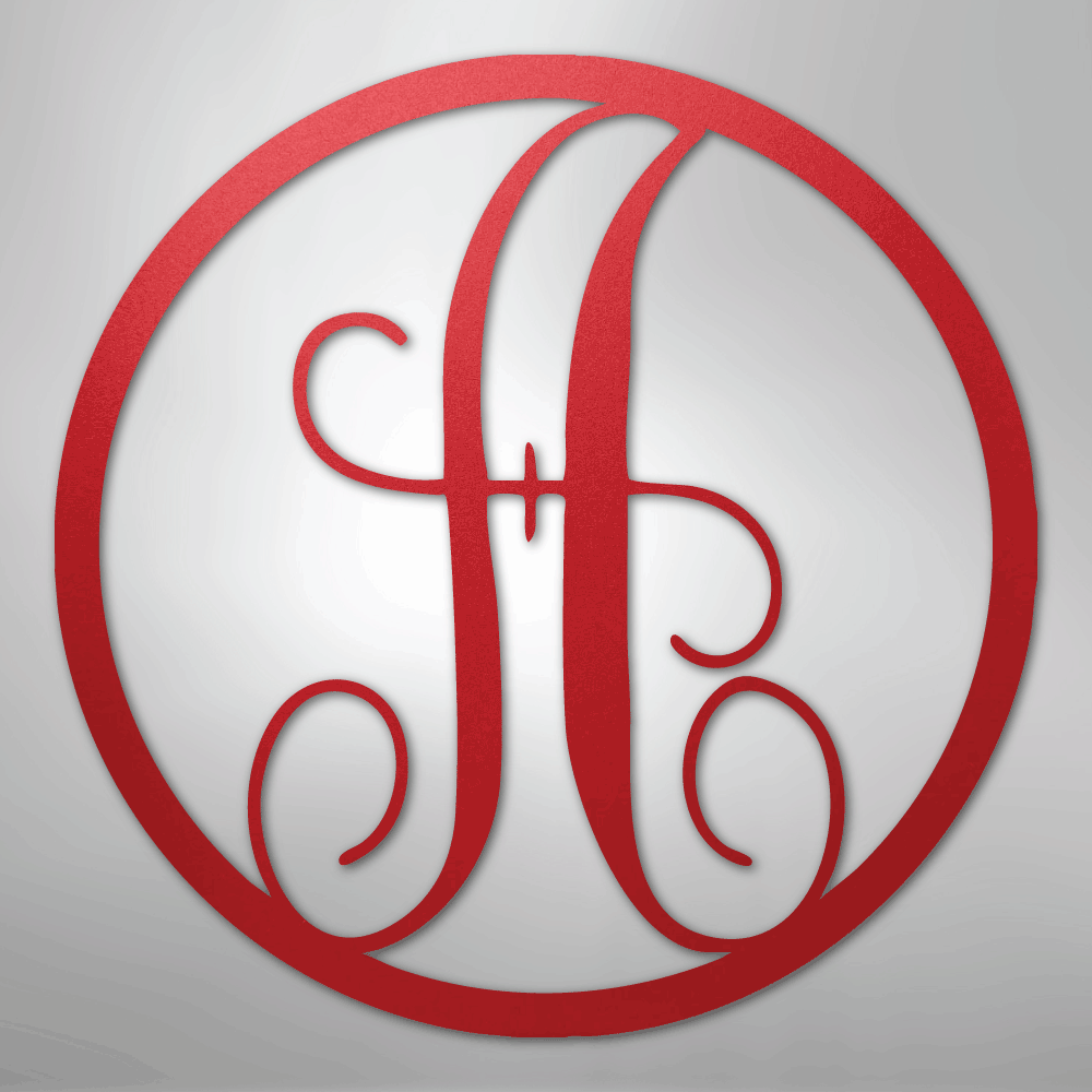 Fancy Initial Circle Monogram - Steel sign