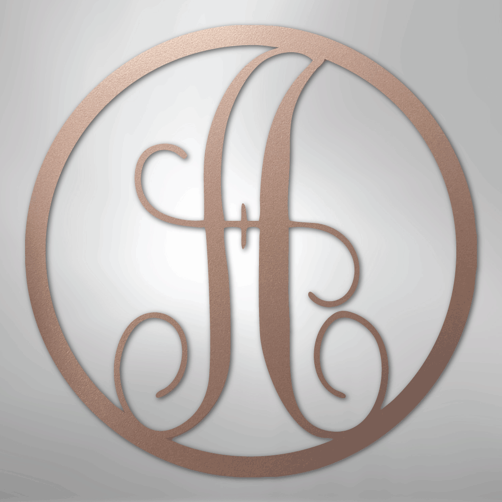 Fancy Initial Circle Monogram - Steel sign