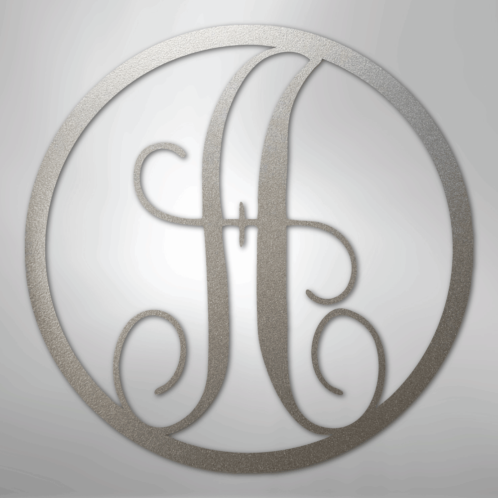 Fancy Initial Circle Monogram - Steel sign