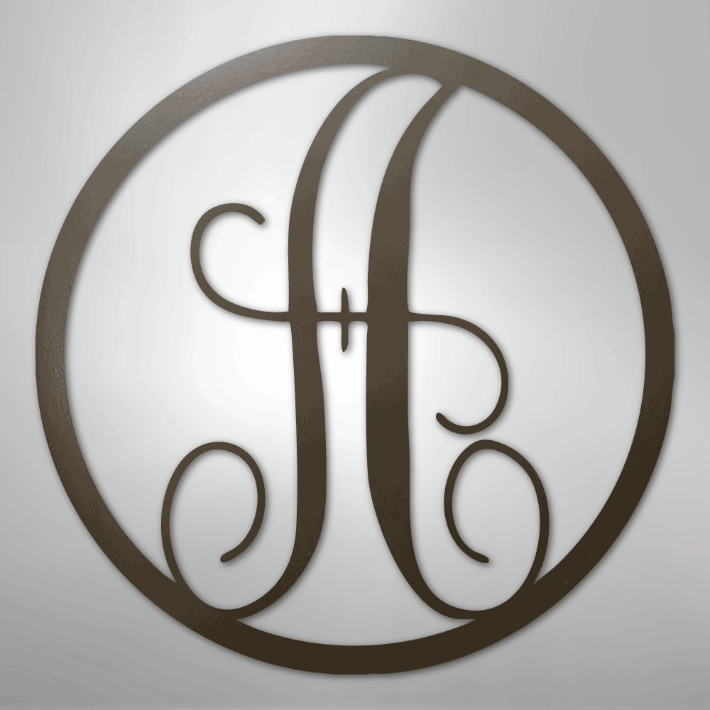 Fancy Initial Circle Monogram - Steel sign