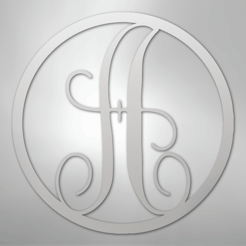 Fancy Initial Circle Monogram - Steel sign