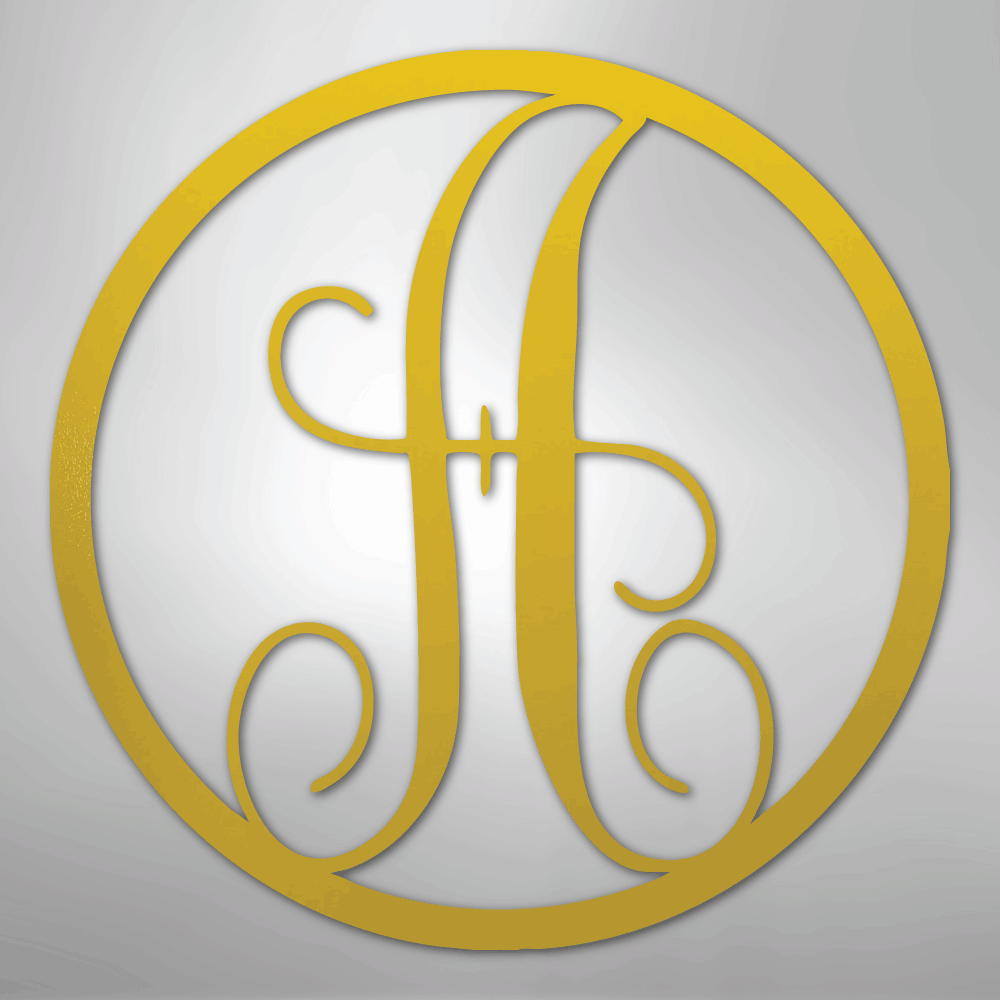 Fancy Initial Circle Monogram - Steel sign