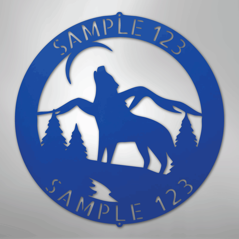 Howling Wolf Monogram - Steel Sign