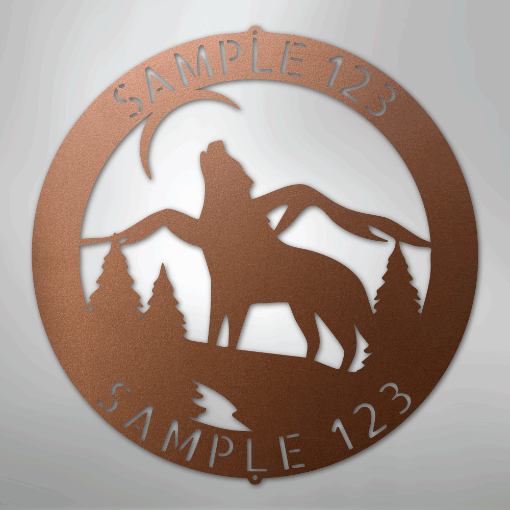 Howling Wolf Monogram - Steel Sign