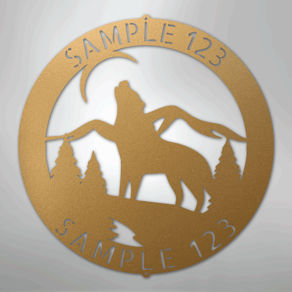 Howling Wolf Monogram - Steel Sign